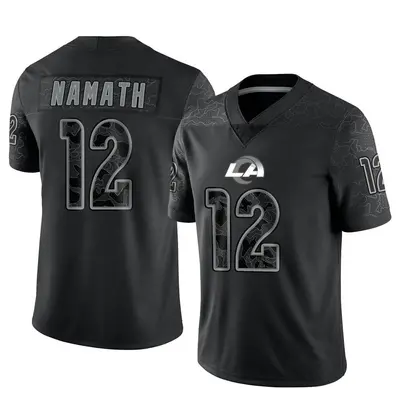 Men's Limited Joe Namath Los Angeles Rams Black Reflective Jersey