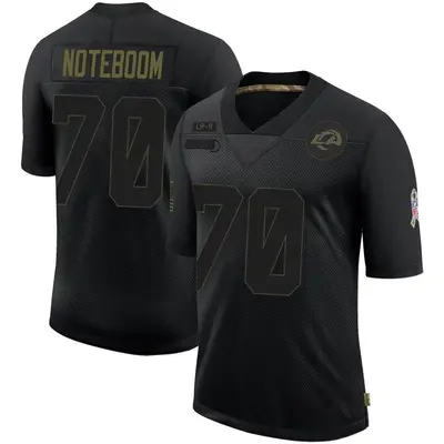 Men's Limited Joe Noteboom Los Angeles Rams Black 2020 Salute To Service Jersey