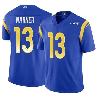 Men's Limited Kurt Warner Los Angeles Rams Royal Vapor F.U.S.E. Jersey