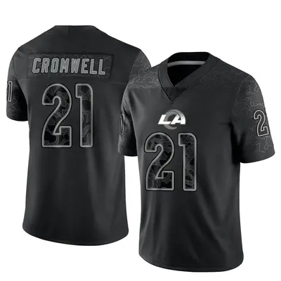 Men's Limited Nolan Cromwell Los Angeles Rams Black Reflective Jersey