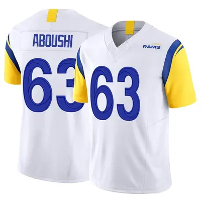 Men's Limited Oday Aboushi Los Angeles Rams White Vapor F.U.S.E. Jersey