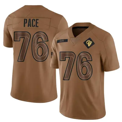 Men's Limited Orlando Pace Los Angeles Rams Brown 2023 Salute To Service Jersey