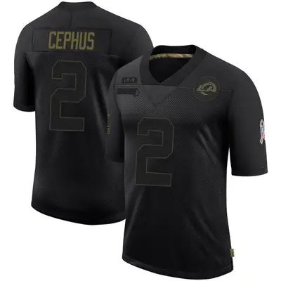 Men's Limited Quintez Cephus Los Angeles Rams Black 2020 Salute To Service Jersey