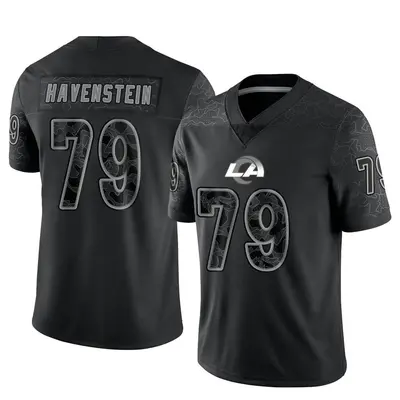 Men's Limited Rob Havenstein Los Angeles Rams Black Reflective Jersey