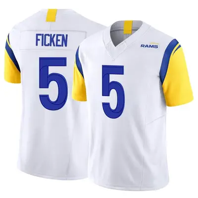 Men's Limited Sam Ficken Los Angeles Rams White Vapor F.U.S.E. Jersey