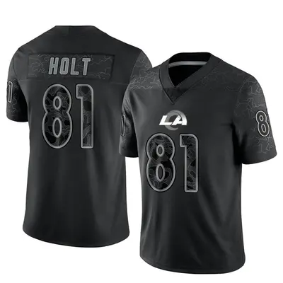 Men's Limited Torry Holt Los Angeles Rams Black Reflective Jersey