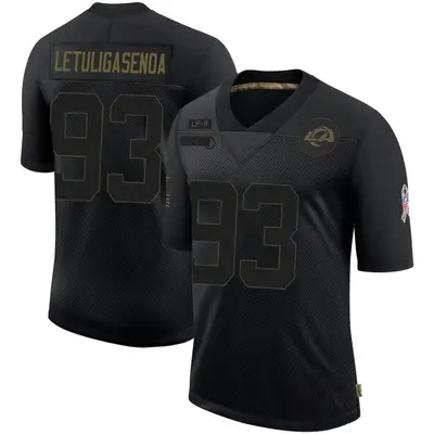 Men's Limited Tuli Letuligasenoa Los Angeles Rams Black 2020 Salute To Service Jersey