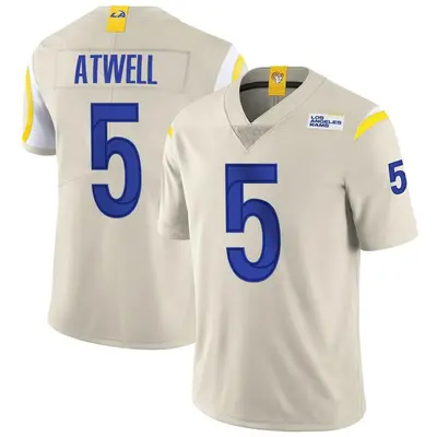 Men's Limited Tutu Atwell Los Angeles Rams Bone Vapor Jersey