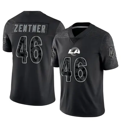 Men's Limited Ty Zentner Los Angeles Rams Black Reflective Jersey