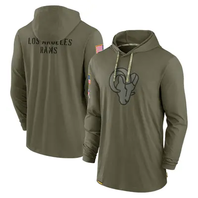 Men's Los Angeles Rams Olive 2022 Salute to Service Tonal Pullover Hoodie