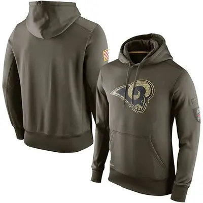 Men's Los Angeles Rams Olive Salute to Service KO Performance Hoodie