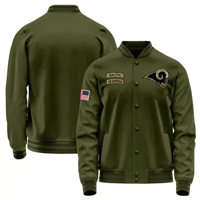 Men's Los Angeles Rams Olive Salute to Service Sideline Performance Jacket