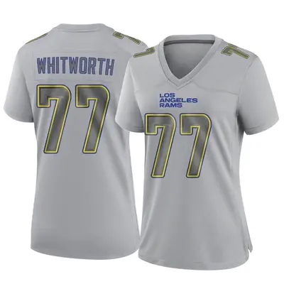 Women's Game Andrew Whitworth Los Angeles Rams Gray Atmosphere Fashion Jersey