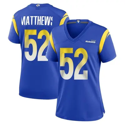 Women's Game Clay Matthews Los Angeles Rams Royal Alternate Jersey