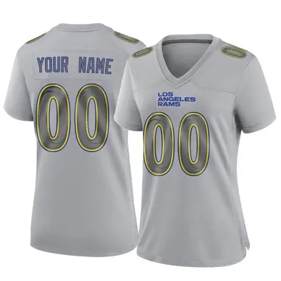 Women's Game Custom Los Angeles Rams Gray Atmosphere Fashion Jersey