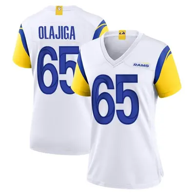 Women's Game David Olajiga Los Angeles Rams White Jersey