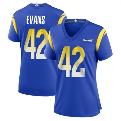 Women's Game Ethan Evans Los Angeles Rams Royal Alternate Jersey