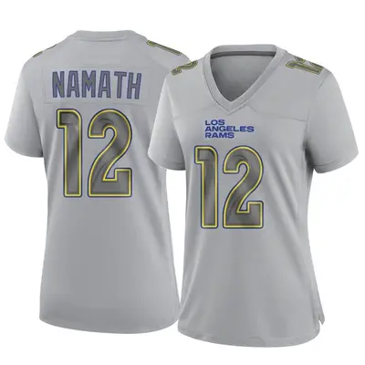 Women's Game Joe Namath Los Angeles Rams Gray Atmosphere Fashion Jersey