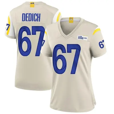 Women's Game Justin Dedich Los Angeles Rams Bone Jersey