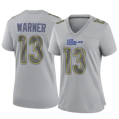 Women's Game Kurt Warner Los Angeles Rams Gray Atmosphere Fashion Jersey