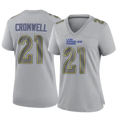 Women's Game Nolan Cromwell Los Angeles Rams Gray Atmosphere Fashion Jersey