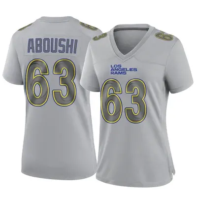 Women's Game Oday Aboushi Los Angeles Rams Gray Atmosphere Fashion Jersey