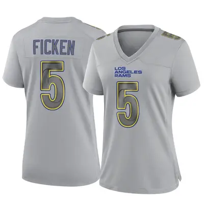 Women's Game Sam Ficken Los Angeles Rams Gray Atmosphere Fashion Jersey