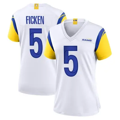 Women's Game Sam Ficken Los Angeles Rams White Jersey