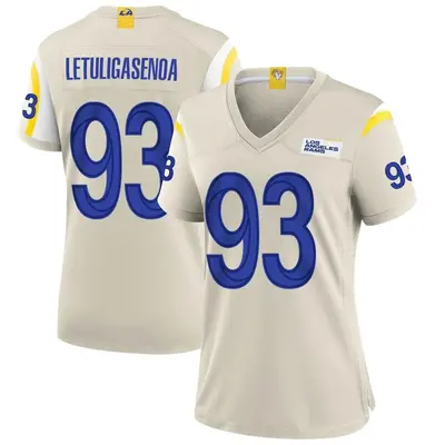 Women's Game Tuli Letuligasenoa Los Angeles Rams Bone Jersey