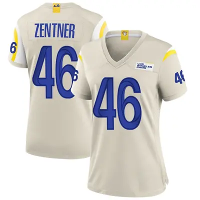 Women's Game Ty Zentner Los Angeles Rams Bone Jersey