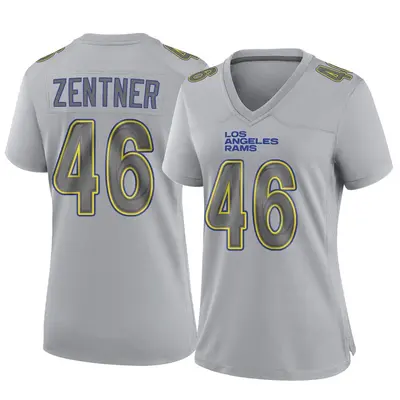 Women's Game Ty Zentner Los Angeles Rams Gray Atmosphere Fashion Jersey