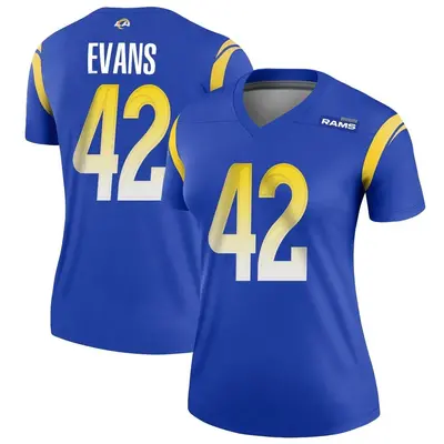 Women's Legend Ethan Evans Los Angeles Rams Royal Jersey