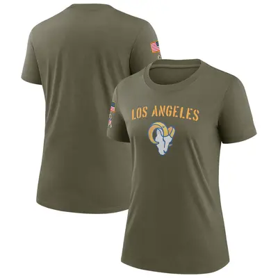 Women's Legend Los Angeles Rams Olive 2022 Salute To Service T-Shirt