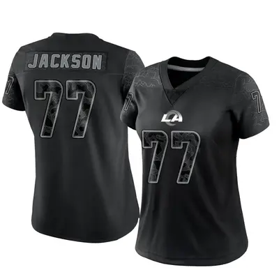 Women's Limited Alaric Jackson Los Angeles Rams Black Reflective Jersey