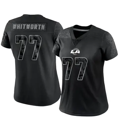 Women's Limited Andrew Whitworth Los Angeles Rams Black Reflective Jersey