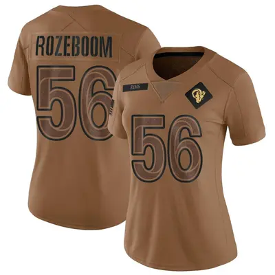 Women's Limited Christian Rozeboom Los Angeles Rams Brown 2023 Salute To Service Jersey