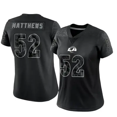 Women's Limited Clay Matthews Los Angeles Rams Black Reflective Jersey