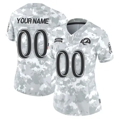 Women's Limited Custom Los Angeles Rams Arctic Camo 2024 Salute to Service Jersey