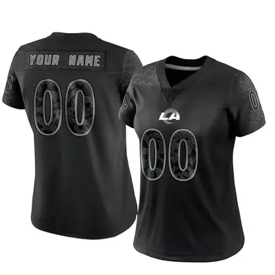 Women's Limited Custom Los Angeles Rams Black Reflective Jersey