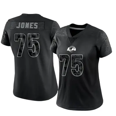 Women's Limited Deacon Jones Los Angeles Rams Black Reflective Jersey