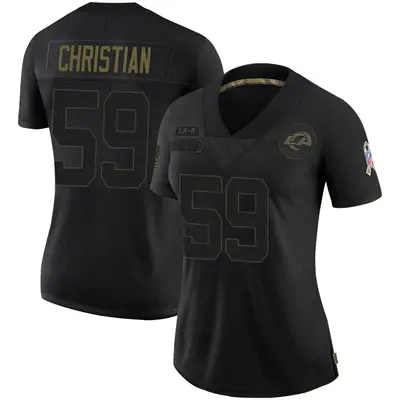 Women's Limited Geron Christian Los Angeles Rams Black 2020 Salute To Service Jersey