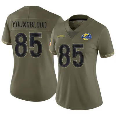 Women's Limited Jack Youngblood Los Angeles Rams Olive 2022 Salute To Service Jersey