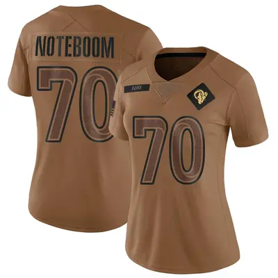 Women's Limited Joe Noteboom Los Angeles Rams Brown 2023 Salute To Service Jersey