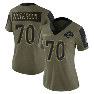 Women's Limited Joe Noteboom Los Angeles Rams Olive 2021 Salute To Service Jersey