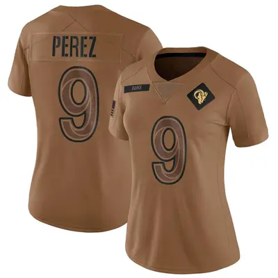 Women's Limited Luis Perez Los Angeles Rams Brown 2023 Salute To Service Jersey