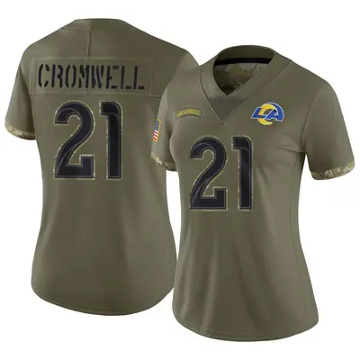 Women's Limited Nolan Cromwell Los Angeles Rams Olive 2022 Salute To Service Jersey