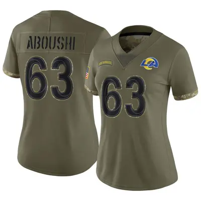 Women's Limited Oday Aboushi Los Angeles Rams Olive 2022 Salute To Service Jersey