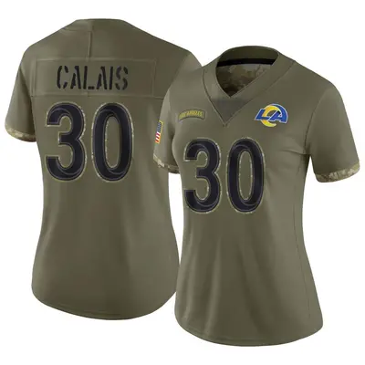 Women's Limited Raymond Calais Los Angeles Rams Olive 2022 Salute To Service Jersey