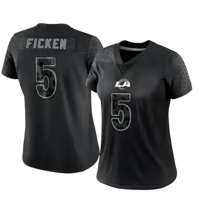 Women's Limited Sam Ficken Los Angeles Rams Black Reflective Jersey