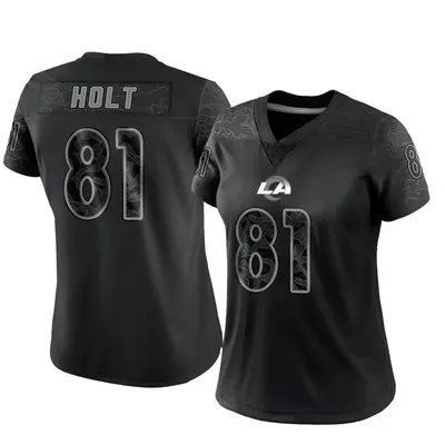 Women's Limited Torry Holt Los Angeles Rams Black Reflective Jersey